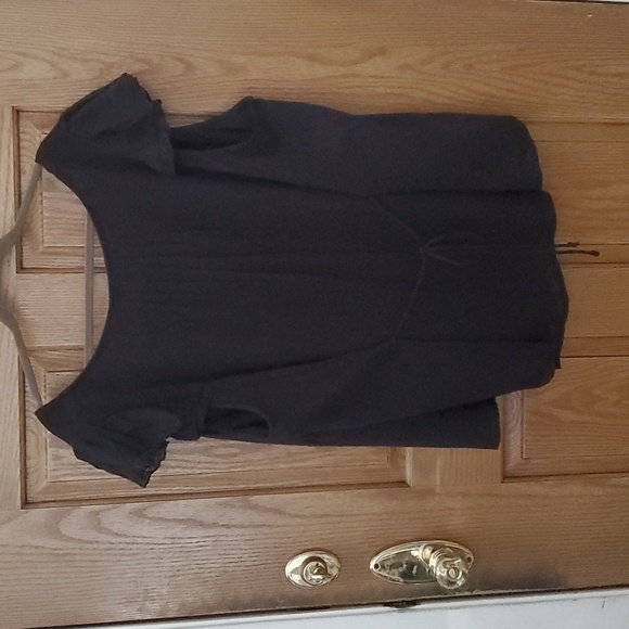 Jessica Simpson Women's Black Lined Sheer Pintucked Tie Flutter Sleeve Top - Picture 2 of 7